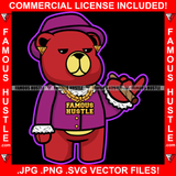 Trap King Gangster Red Teddy Bear Cigar Gold Jewelry Necklace Hip Hop Rap Rapper Plug Trap Street Hood Ghetto Swag Thug Hustler Hustling Famous Hustle Baller Trapper Art Graphic Design Logo T-Shirt Print Printing JPG PNG SVG Vector Cut File