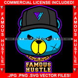 Famous Hustle Gangster Scar Face Teddy Bear Mean Face Gold Chain Necklace Jewelry Cap Hat Hip Hop Rap Trap Street Hood Ghetto Swag Thug Hustler Hustling Flex Drip Bad Boy Rebel Art Graphic Design Logo T-Shirt Print Printing JPG PNG SVG Vector Cut File