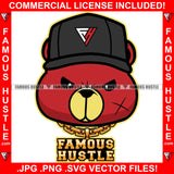Famous Hustle Gangster Scar Face Red Teddy Bear Mean Face Gold Chain Necklace Jewelry Cap Hat Hip Hop Rap Trap Street Hood Ghetto Swag Hustler Hustling Baller Art Graphic Design Logo T-Shirt Print Printing JPG PNG SVG Vector Cut File