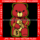 Have Nots To Have Knots Gangster Teddy Bear Gold Dollar Sign Necklace Jewelry Watch Cash Money Bag Hip Hop Rap Trap Hood Ghetto Swag Thug Famous Hustle Baller Trapper Art Graphic Design Logo T-Shirt Print Printing JPG PNG SVG Vector Cut File