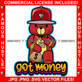 Got Money Gangster Teddy Bear Cap Gold Dollar Sign Necklace Jewelry Watch Cash Bag Hip Hop Rap Trap Hood Ghetto Swag Thug Famous Hustle Baller Trapper Quote Art Graphic Design Logo T-Shirt Print Printing JPG PNG SVG Vector Cut File