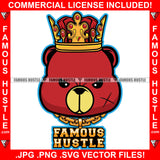 Famous Hustle Gangster Scar Face Red King Teddy Bear Mean Face Gold Chain Necklace Jewelry Cap Hat Hip Hop Rap Trap Street Hood Ghetto Swag Hustler Hustling Baller Art Graphic Design Logo T-Shirt Print Printing JPG PNG SVG Vector Cut File