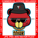 Famous Hustle Gangster Scar Face Red Teddy Bear Mean Face Black Sunglasses Bucket Hat Gold Chain Necklace Jewelry Cap Hat Hip Hop Rap Trap Street Hood Ghetto Swag Quote Art Graphic Design Logo T-Shirt Print Printing JPG PNG SVG Vector Cut File