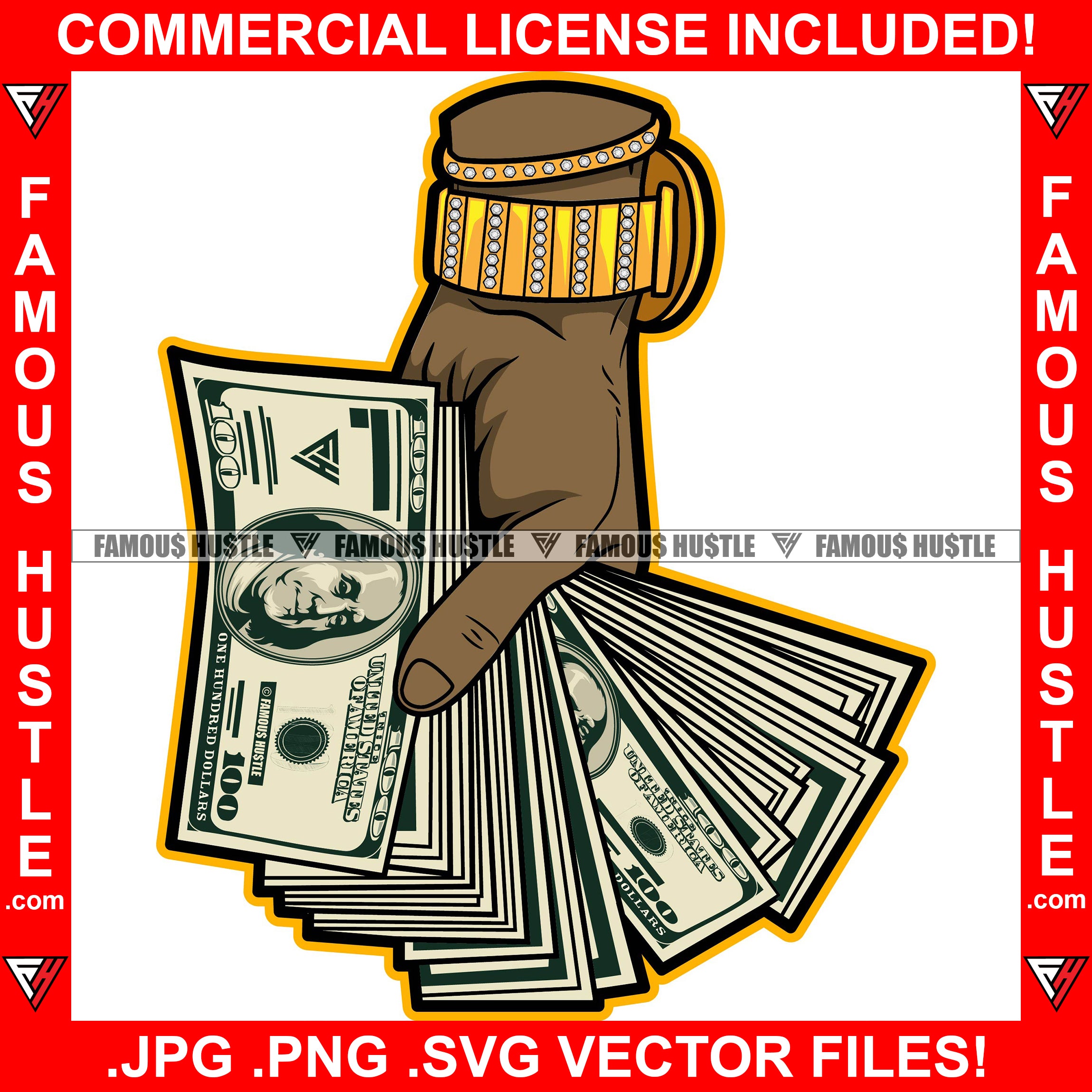 Focused On My Paper Gangster Hand Cash Money Gold Jewelry Hip Hop Rap