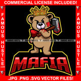 Mafia King Scar Angry Face Teddy Bear Blood Bloody Hammer Red Bow  Hip Hop Rap Rapper Plug Trap Street Hood Ghetto Swag Thug Hustler Hustling Famous Hustle Baller Trapper Quote Art Graphic Design Logo T-Shirt Print Printing JPG PNG SVG Vector Cut File