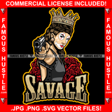 Savage Queen Sexy Gangster Lady Female Sunglasses Roses Makeup Machine Gun Hip Hop Rap Plug Trap Street Hood Ghetto Swag Thug Hustler Hustling Famous Hustle Baller Quote Art Graphic Design Logo T-Shirt Print Printing JPG PNG SVG Vector Cut File