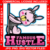 Famous Hustle Your Opinion Of Me Doesn't Define Who I Am Gangster Adorable Female Gangster Pink Teddy Bear Pole Dance Hip Hop Rap Rapper Plug Trap Street Hood Baller Trapper Quote Art Graphic Design Logo T-Shirt Print Printing JPG PNG SVG Vector Cut File