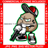 Power Cash Money Bag Dollar Sign Eyes Angry Face Cap Pistol Gun Sneakers Gold Jewelry Hip Hop Rap Plug Trap Street Hood Ghetto Hustler Hustling Famous Hustle Baller Trapper Art Graphic Design Logo T-Shirt Print Printing JPG PNG SVG Vector Cut File
