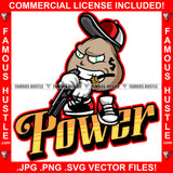 Power Cash Money Bag Dollar Sign Eyes Angry Face Cap Pistol Gun Sneakers Gold Jewelry Hip Hop Rap Plug Trap Street Hood Ghetto Hustler Hustling Famous Hustle Baller Trapper Quote Art Graphic Design Logo T-Shirt Print Printing JPG PNG SVG Vector Cut File