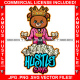 Hustle Gang Cute Famous Gangster Teddy Bear Queen Female Woman Gold Jewelry Pink Bow Money Cash Bundles Hip Hop Rap Trap Street Lady Rich Swag Plug Trap Hood Thug Girl Quote Art Graphic Design Logo T-Shirt Print Printing JPG PNG SVG Vector Cut File