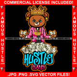 Hustle Gang Cute Famous Gangster Teddy Bear Queen Female Woman Gold Jewelry Pink Bow Money Cash Bundles Hip Hop Rap Trap Street Lady Rich Swag Plug Trap Hood Thug Girl Quote Art Graphic Design Logo T-Shirt Print Printing JPG PNG SVG Vector Cut File