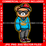 Gangster Cute Teddy Bear SunGlasses Gold Necklace Cap Sneakers Hip Hop Rap Rapper Plug Trap Street Hood Ghetto Swag Thug Hustler Hustling Famous Hustle Baller Trapper Art Graphic Design Logo T-Shirt Print Printing JPG PNG SVG Vector Cut File