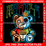 Hustle Gangster Two Face Teddy King Crown Smoking Marijuana Joint Gold Chain Necklace Bracelet Jewelry Tattoo Hip Hop Rap Hustler Drip Trap Hood Thug Street Famous Hustle Quote Art Graphic Design Logo T-Shirt Print Printing JPG PNG SVG Vector Cut File