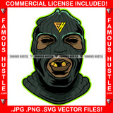 Famous Hustle Gangster Black Ski Mask Man Gold Bullets In Mouth Hip Hop Rap Rapper Plug Trap Street Hood Ghetto Swag Thug Hustler Dope Baller Trapper Hustling Flex Art Graphic Design Logo T-Shirt Print Printing JPG PNG SVG Vector Cut File