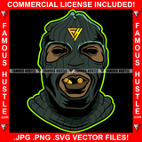 Famous Hustle Gangster Black Ski Mask Man Gold Bullets In Mouth Hip Hop Rap Rapper Plug Trap Street Hood Ghetto Swag Thug Hustler Dope Baller Trapper Hustling Flex Art Graphic Design Logo T-Shirt Print Printing JPG PNG SVG Vector Cut File