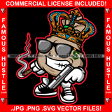 Street Legends Dripping King Cash Money Bag Dollar Sign Tattoo Pistol Gun Black Glasses Smoking Cigar Hip Hop Rap Plug Trap Hood Swag Thug Hustler Hustling Famous Hustle Art Graphic Design Logo T-Shirt Print Printing JPG PNG SVG Vector Cut File