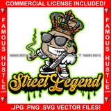 Street Legends Dripping King Cash Money Bag Dollar Sign Tattoo Pistol Gun Black Glasses Smoking Cigar Hip Hop Rap Plug Trap Hood Swag Thug Hustler Hustling Famous Hustle Quote Art Graphic Design Logo T-Shirt Print Printing JPG PNG SVG Vector Cut File