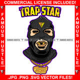 Trap Star Famous Hustle Gangster Black Ski Mask Man Eat Eating Gold Bullets Mouth Necklace Hip Hop Rap Rapper Plug Trap Street Hood Ghetto Swag Thug Hustler Hustling Quote Art Graphic Design Logo T-Shirt Print Printing JPG PNG SVG Vector Cut File