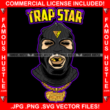 Trap Star Famous Hustle Gangster Black Ski Mask Man Eat Eating Gold Bullets Mouth Necklace Hip Hop Rap Rapper Plug Trap Street Hood Ghetto Swag Thug Hustler Hustling Quote Art Graphic Design Logo T-Shirt Print Printing JPG PNG SVG Vector Cut File