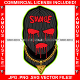Dope Savage Gangster Black Ski Mask Gold Necklace Red Drip Dripping Hip Hop Rap Rapper Plug Trap Street Hood Ghetto Swag Thug Flex Famous Hustler Demon Trapper Hustling Art Graphic Design Logo T-Shirt Print Printing JPG PNG SVG Vector Cut File