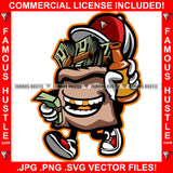 Self Made Cash Money Bag Cartoon Character Cap Bottle Bundles Gold Teeth Sneakers Hip Hop Rap Plug Trap Street Ghetto Thug Hustler Hustling Famous Hustle Baller Trapper Art Graphic Design Logo T-Shirt Print Printing JPG PNG SVG Vector Cut File