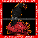 Heartless Dripping Raven Bird Eating Red Human Heart Blood Bloody Hip Hop Rap Rapper Plug Trap Street Hood Ghetto Swag Thug Hustler Hustling Famous Hustle Baller Trapper Art Graphic Design Logo T-Shirt Print Printing JPG PNG SVG Vector Cut File