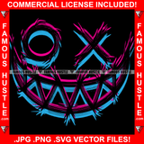 Smiling Cross Eye Face Sharp Teeth Hip Hop Rap Rapper Plug Trap Street Hood Ghetto Swag Thug Hustler Hustling Famous Hustle Baller Trapper Art Graphic Design Logo T-Shirt Print Printing JPG PNG SVG Vector Cut File