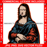 Gangster Mona Lisa Gold Chain Necklace Smoking Marijuana Blunt Pot Retro Vintage Picture Hip Hop Rap Rapper Plug Trap Street Rapper Dope Baller Trapper Hustling Flex Dripping Art Graphic Design Logo T-Shirt Print Printing JPG PNG SVG Vector Cut File