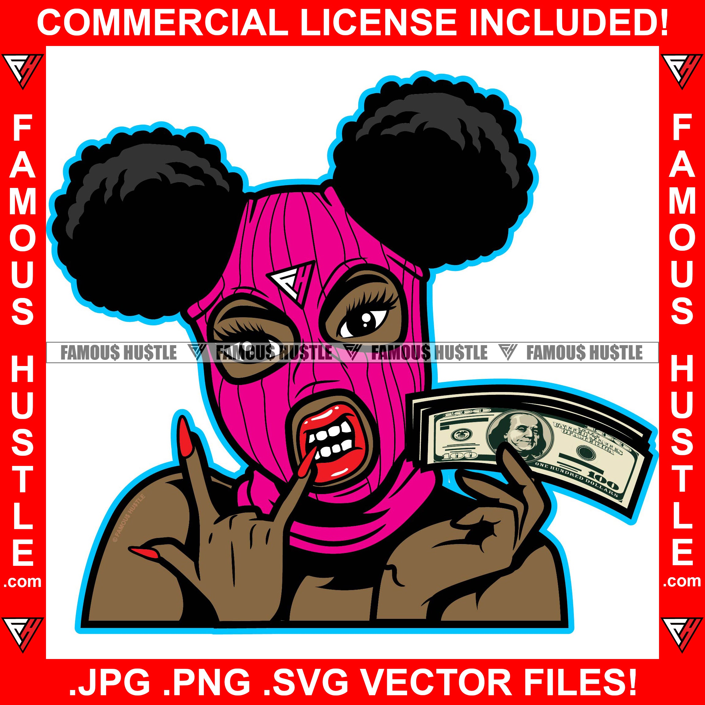 Drip Dripping Sexy Gangster Black Lady Female Pink Ski Mask Pig Tail H –  famoushustle