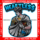 Heartless Hustle Gangster Street Man Statue Colorful Body Tattoos Hip Hop Rap Rapper Plug Trap Street Hood Ghetto Swag Thug Hustler Trapper Quote Art Graphic Design Logo T-Shirt Print Printing JPG PNG SVG Vector Cut File