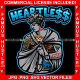 Heartless Hustle Gangster Street Man Statue Colorful Body Tattoos Hip Hop Rap Rapper Plug Trap Street Hood Ghetto Swag Thug Hustler Trapper Quote Art Graphic Design Logo T-Shirt Print Printing JPG PNG SVG Vector Cut File