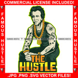 The Hustle Gangster Dead President Andrew Jackson Tattoo Eye Dollar Sign Man Gold Necklace Jewelry Watch Bracelet Rapper Dope Baller Trapper Hustling Flex Dripping Quote Art Graphic Design Logo T-Shirt Print Printing JPG PNG SVG Vector Cut File