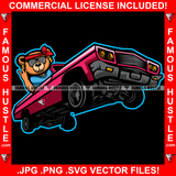 Gangster Teddy Bear Bandanna Low Rider Dunk Car Hittin' Switches Gang Member Hip Hop Rap Rapper Plug Trap Street Hood Ghetto Swag Thug Hustler Hustling Drip Famous Hustle Art Graphic Design Logo T-Shirt Print Printing JPG PNG SVG Vector Cut File