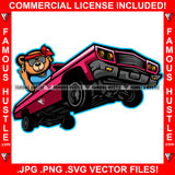 Gangster Teddy Bear Bandanna Low Rider Dunk Car Hittin' Switches Gang Member Hip Hop Rap Rapper Plug Trap Street Hood Ghetto Swag Thug Hustler Hustling Drip Famous Hustle Art Graphic Design Logo T-Shirt Print Printing JPG PNG SVG Vector Cut File