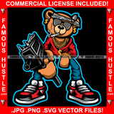 Gangster Teddy Bear Paisley Bandanna Sunglasses Cigar Dollar Sign Earrings Necklace Pistol Gun Sneakers Hip Hop Rap Plug Trap Street Hood Thug Famous Hustle Baller Trapper Art Graphic Design Logo T-Shirt Print Printing JPG PNG SVG Vector Cut File