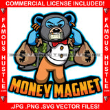 Money Magnet Gangster Blue Teddy Bear Ski Mask Cash Roll In Mouth Bags Gold Jewelry Hip Hop Rap Plug Trap Street Hood Ghetto Thug Hustler Hustling Drip Famous Hustle Quote Art Graphic Design Logo T-Shirt Print Printing JPG PNG SVG Vector Cut File