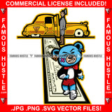 Rich Hustle Gangster Teddy Bear Walking $100 Dollar Bill Cash Money Carpet Luxury Gold Car Hip Hop Rap Plug Trap Street Hood Ghetto Swag Hustler Hustling Drip Savage Boss Famous Hustle Quote Art Graphic Design Print Printing Vector SVG Cut File