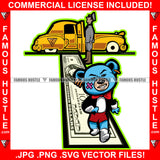 Trap Star Rich Gangster Teddy Bear Walking 100 Dollar Bill Carpet Gold Limo Car Tattoo Hip Hop Rap Hustler Boss Drip Plug Trap Hood Thug Gang Street Cartoon Famous Hustle Art Graphic Design Logo T-Shirt Print Printing JPG PNG SVG Vector Cut File