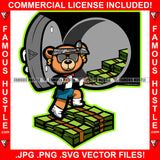 Famous Hustle Gangster Robbery Cash Money Bundle Stairs From Locker Safe Head Bandanna SunglassesGold Jewelry Hip Hop Rap Hustler Hustling Art Graphic Design Logo T-Shirt Print Printing JPG PNG SVG Vector Cut File