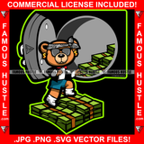 Famous Hustle Gangster Robbery Cash Money Bundle Stairs From Locker Safe Head Bandanna SunglassesGold Jewelry Hip Hop Rap Hustler Hustling Art Graphic Design Logo T-Shirt Print Printing JPG PNG SVG Vector Cut File