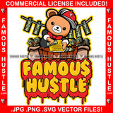 Famous Hustle Gangster Teddy Bear Suit Cap Washing Cash Money Bundle Stacks In Laundry Bucket Bags White No Eyes Gold Teeth Hip Hop Rap Hustler Hustling Quote Art Graphic Design Logo T-Shirt Print Printing JPG PNG SVG Vector Cut File