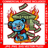 Burn Gangster Teddy Bear Gold Jewelry Scar Face Stealing Cash Bags From Bank On Fire Tattoo Hip Hop Rap Trap Hustler Famous Hustle Hustling Art Graphic Design Logo T-Shirt Print Printing JPG PNG SVG Vector Cut File