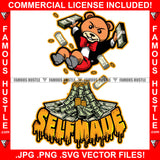 Self Made Cash Money Volcano Gangster Comming Out Gold Coins Falling Mean Face Black Suit Plug Trap Street Hood Ghetto Swag Thug Hustler Hustling Drip Famous Hustle Rich Quote Art Graphic Design Logo T-Shirt Print Printing JPG PNG SVG Vector Cut File