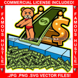 Famous Hustle Gangster Teddy Bear Cash Money Swimming Pool Ready For Jump Plug Trap Street Hood Ghetto Swag Thug Hustler Hustling Drip Rich Art Graphic Design Logo T-Shirt Print Printing JPG PNG SVG Vector Cut File