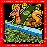 Famous Hustle Gangster Teddy Bear Cash Money Swimming Pool Ready For Jump Plug Trap Street Hood Ghetto Swag Thug Hustler Hustling Drip Rich Art Graphic Design Logo T-Shirt Print Printing JPG PNG SVG Vector Cut File