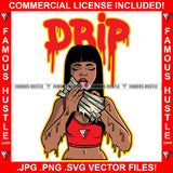 Drip Sexy Gangster Women Dripping Cash Money Stack Tattoo Hip Hop Rap Hustler Boss Drip Swag Plug Trap Hood Thug Gang Street Mafia Mob Ghetto Cartoon Character Famous Hustle Quote Art Graphic Design Logo T-Shirt Print Printing JPG PNG SVG Vector Cut File