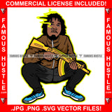 Gangsta By Blood Gangster Man Cigar Smoking Gold Machine Gun Sneakers Hip Hop Rap Rapper Plug Trap Street Hood Ghetto Swag Thug Hustler Hustling Famous Hustle Baller Trapper Art Graphic Design Logo T-Shirt Print Printing JPG PNG SVG Vector Cut File