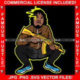 Gangsta By Blood Gangster Man Cigar Smoking Gold Machine Gun Sneakers Hip Hop Rap Rapper Plug Trap Street Hood Ghetto Swag Thug Hustler Hustling Famous Hustle Baller Trapper Art Graphic Design Logo T-Shirt Print Printing JPG PNG SVG Vector Cut File