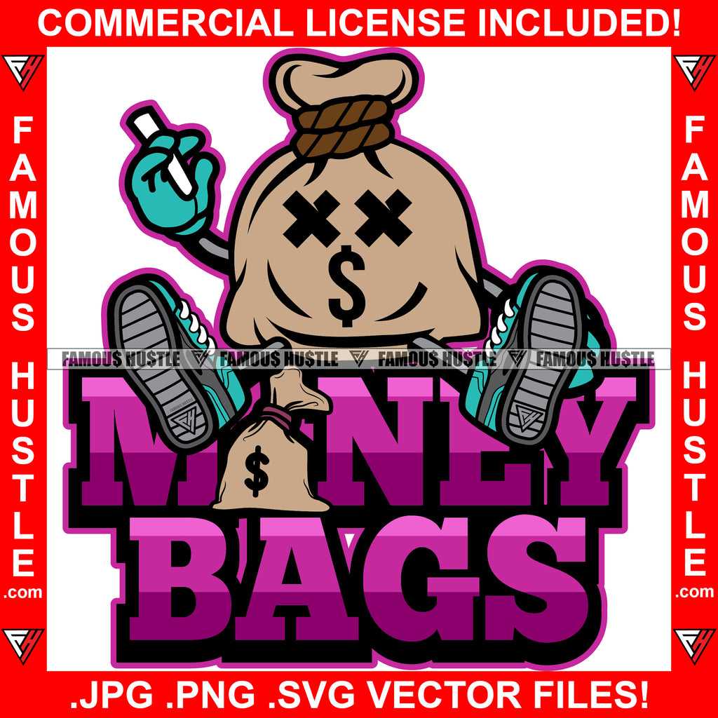 Money Bags Cash Money Bag Cross Eyes Dollar Sign Sneakers Cigar Hip Ho ...
