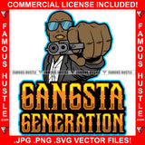 Gangsta Generation Gangster Bald Man Black Sunglasses Gold Teeth Pistol Gun Hip Hop Rap Plug Trap Street Hood Ghetto Swag Thug Hustler Hustling Famous Hustle Baller Trapper Quote Art Graphic Design Logo T-Shirt Print Printing JPG PNG SVG Vector Cut File